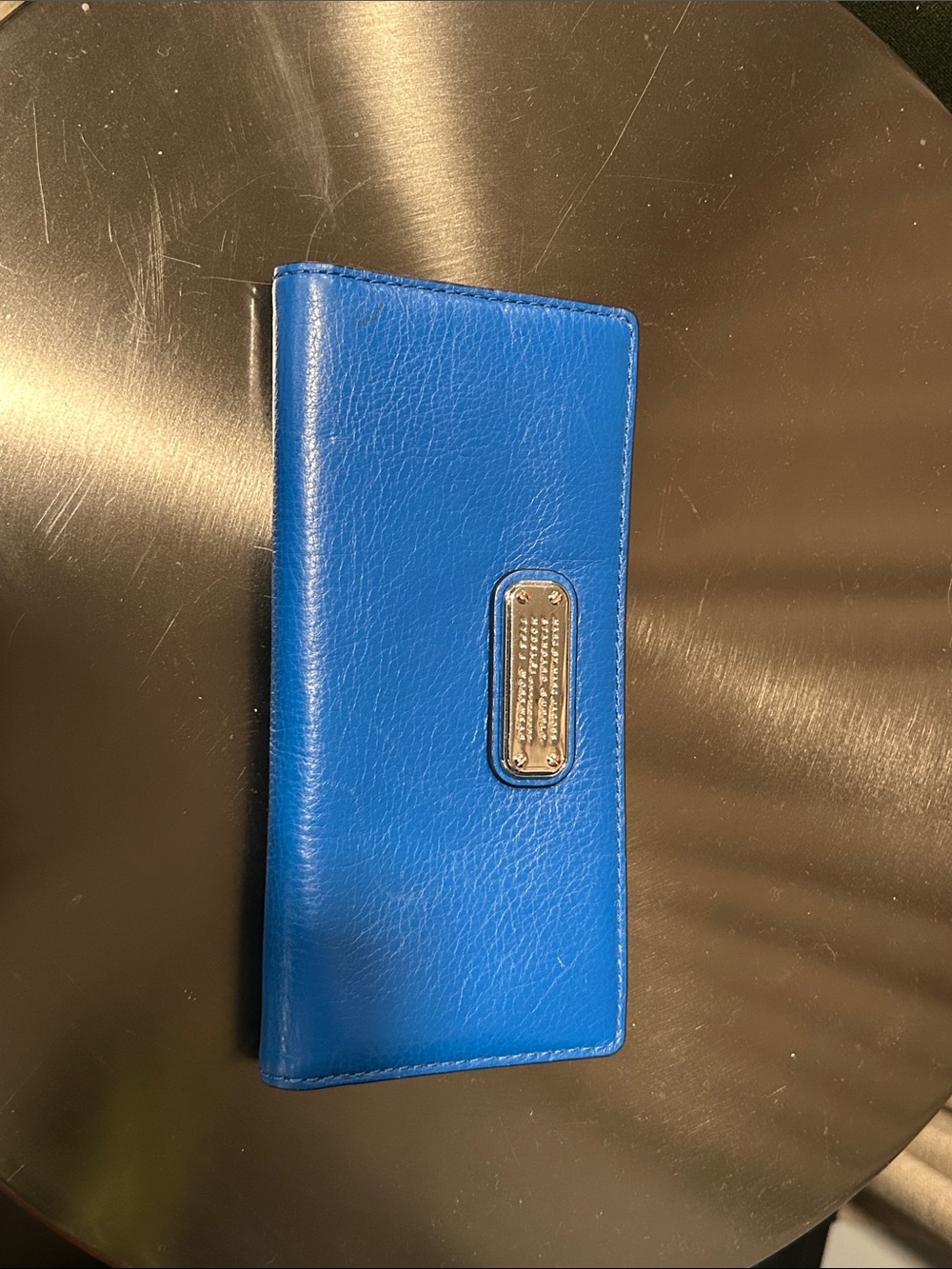 Marc Jacobs Electric Blue Leather Card & Key Holder with Metal Logo Plate